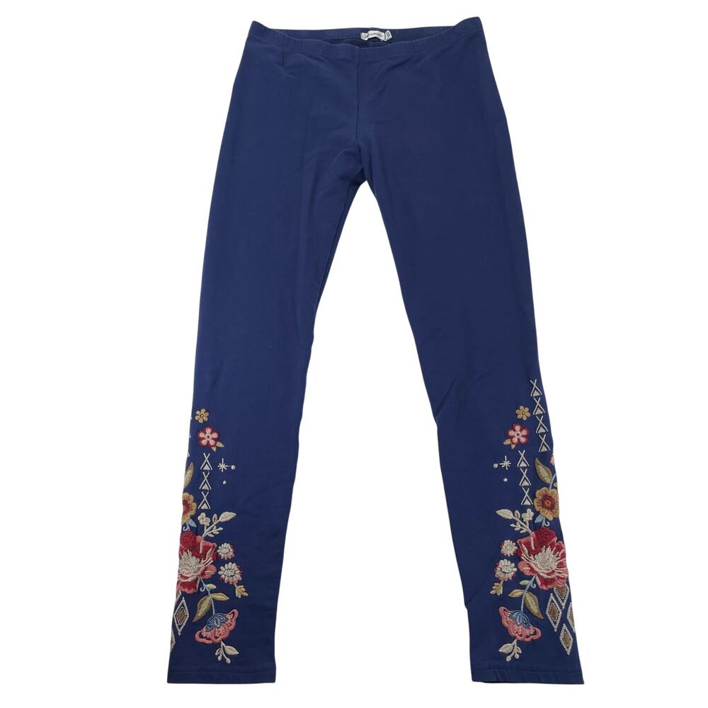 JW Los Angeles Embroidered Floral Blue Leggings Pants Women’s Size S Small
